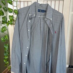 Ralph Lauren Men's Black and White Gingham Shirt